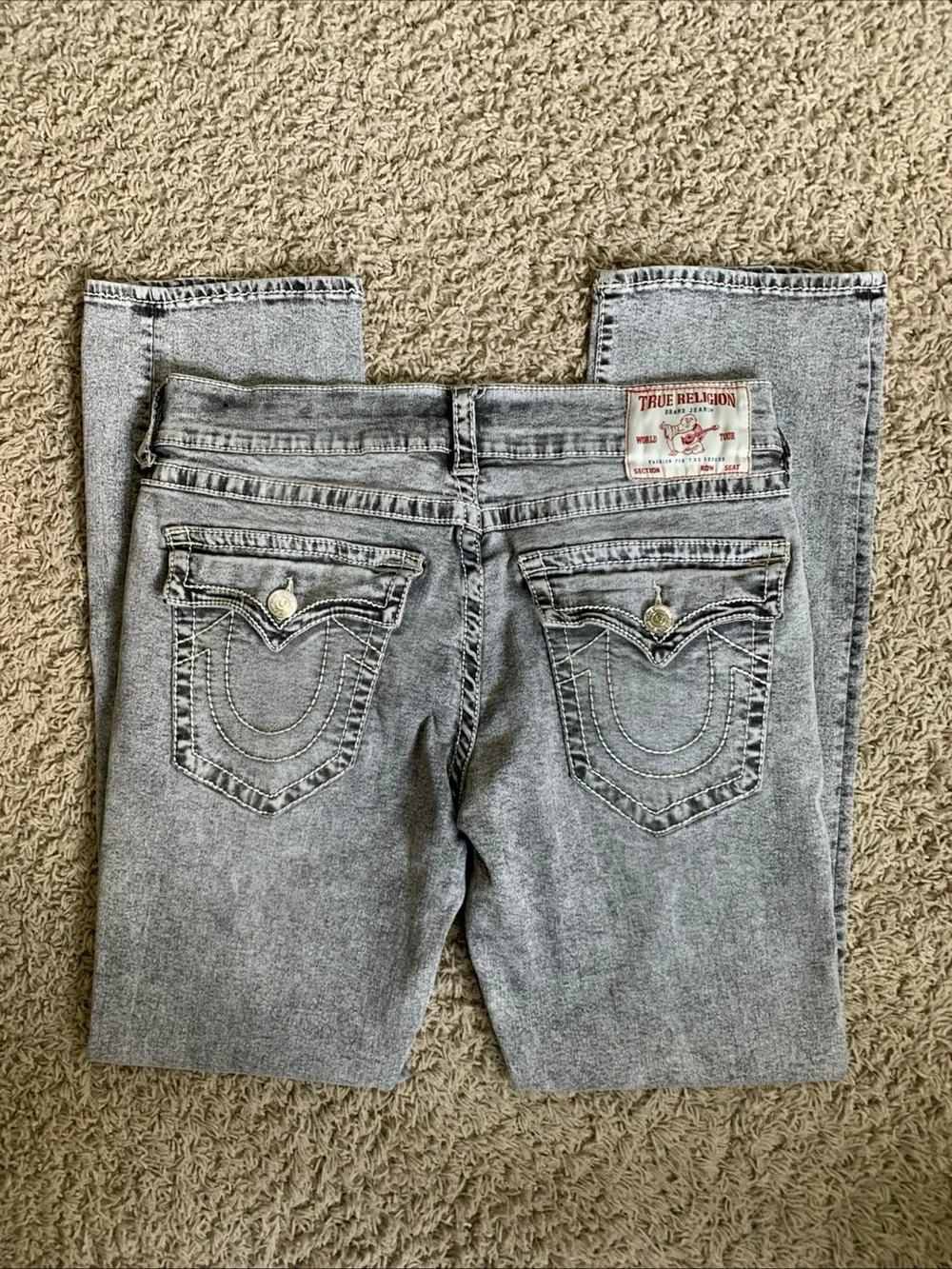 True Religion Ricky Big T flap straight size 33 gray jeans